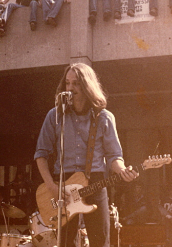 Kier with The Lines at Rally Against the Draft, NU Admin Center, 5/12/79