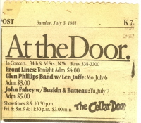 Washington Post ad for The Cellar Door 7/6/1981