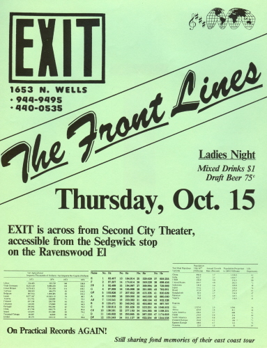 The Front Lines flyer for Exit 10/15/1981