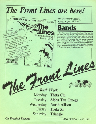 The Front Lines flyer from Rush Week 1981