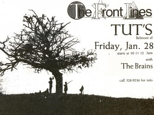 The Front Lines flyer for Tuts 1/28/82